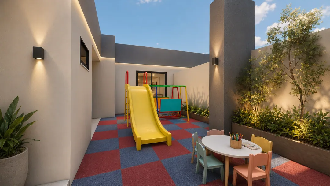 Espaço kids do Valenzza Residence, sala de brinquedos para as crianças do condomínio